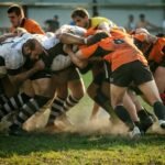 The Moscow rugby team is engaged in a challenging match against their opponents