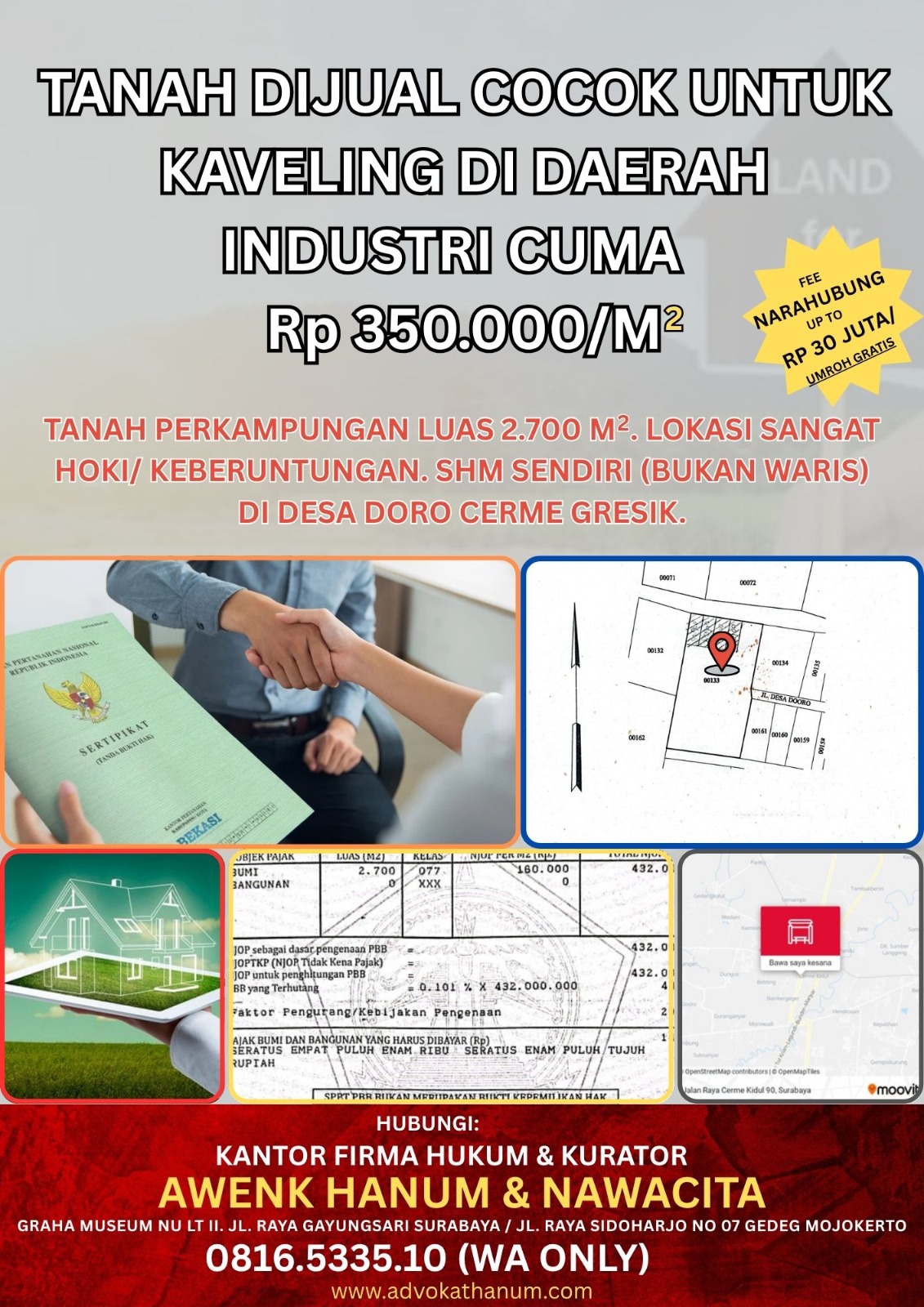 JUAL TANAH DAERAH DORO CERME GRESIK