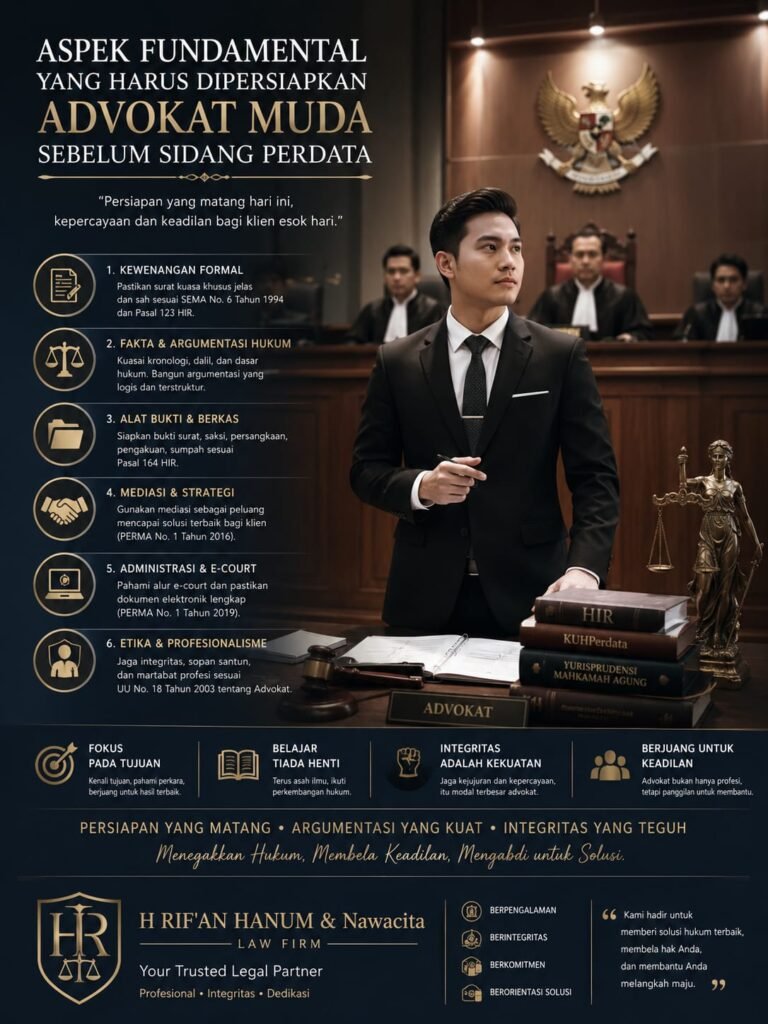 Aspek Fundamental yang Harus Dipersiapkan Advokat Muda Sebelum Sidang Perdata