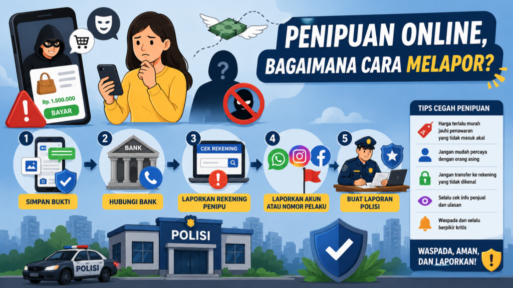 Menjadi korban penipuan online? Ketahui cara melapor ke polisi, dasar hukum KUHP terbaru dan UU ITE, serta langkah agar peluang uang kembali lebih besar.